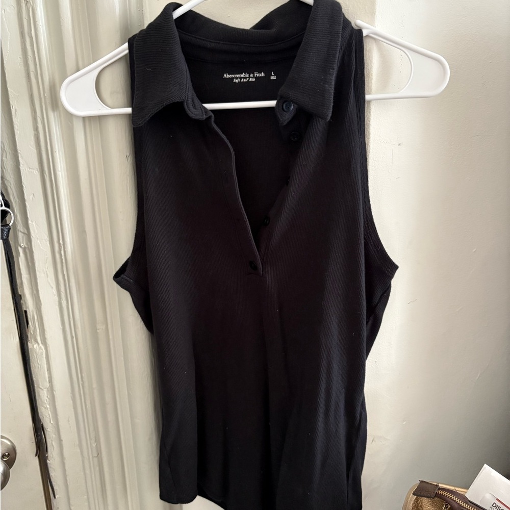 Abercrombie & Fitch black polo sleeveless rib bodysuit
